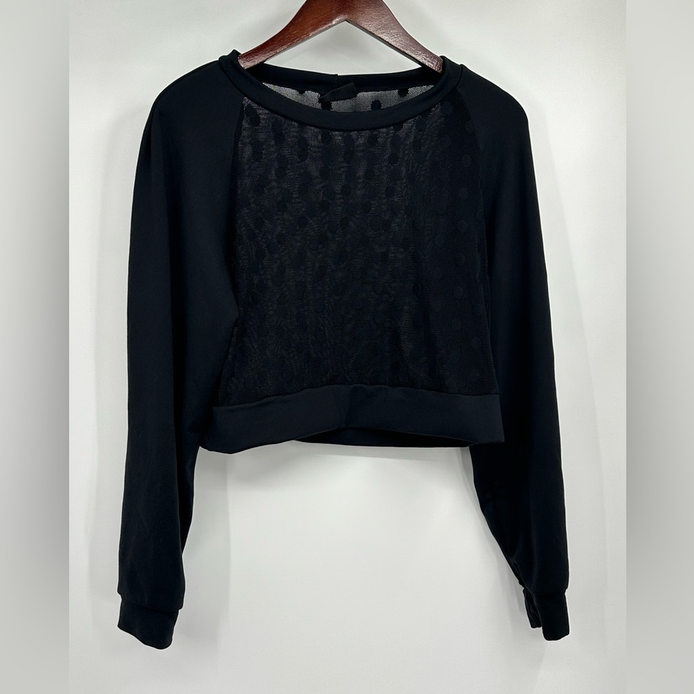 Blackmilk Black Sheer Cropped Sweatshirt